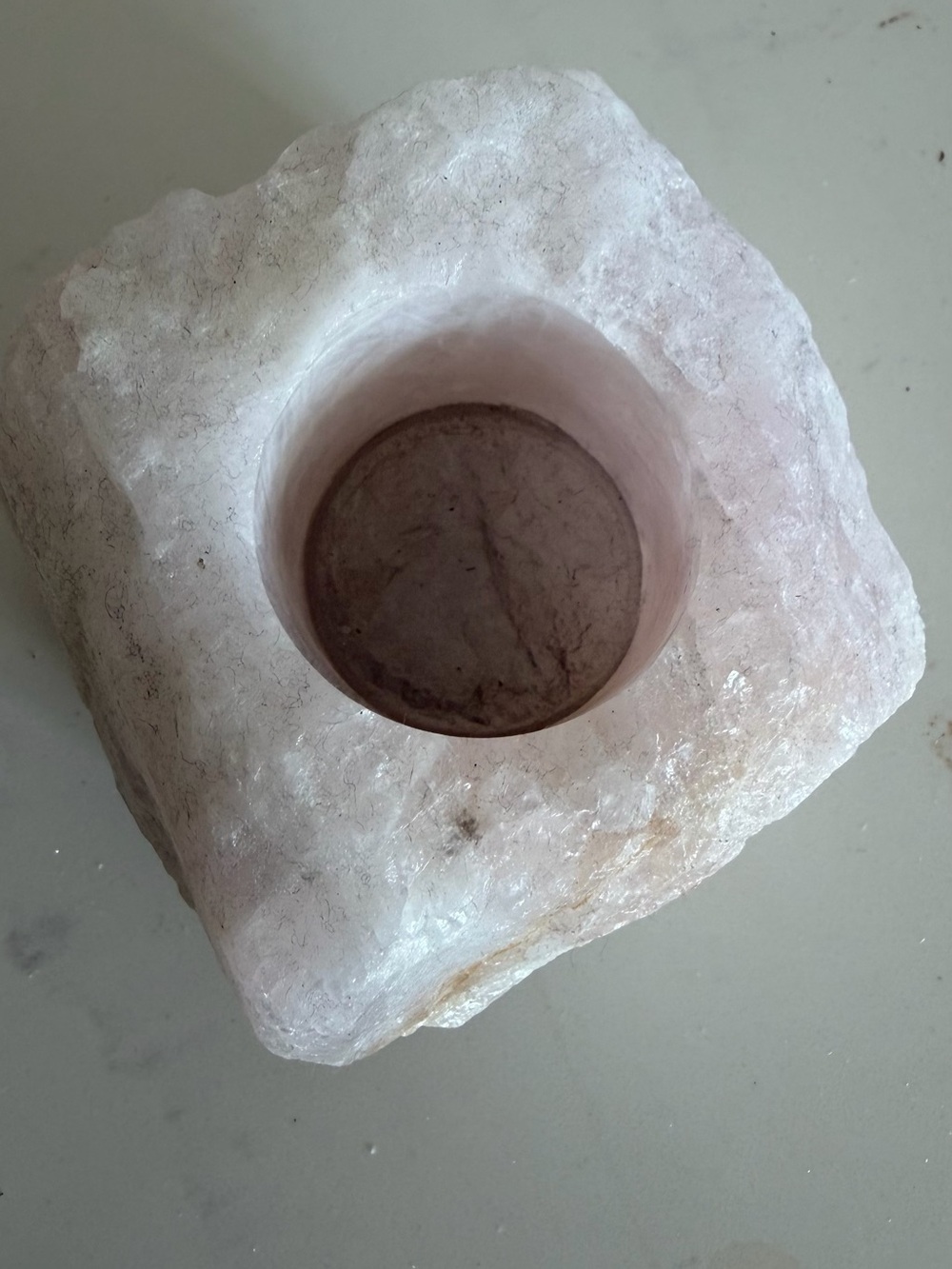 Rose Quartz Tea Light Holder - Natural Pink Home Art